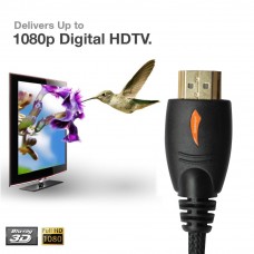 Yellow-Price Braided HDMI Cable, Category 2(Full 1080P Capable)(Compatible with Xbox 360 PS3) Nylon Jacket 1080P